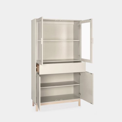 Vitrine Double En Laqué Blanc Ivoire 95x170cm