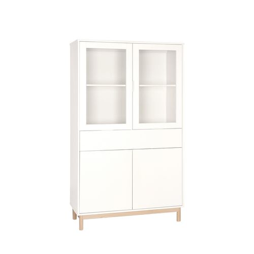 Vitrine Double En Laqué Blanc Ivoire 95x170cm