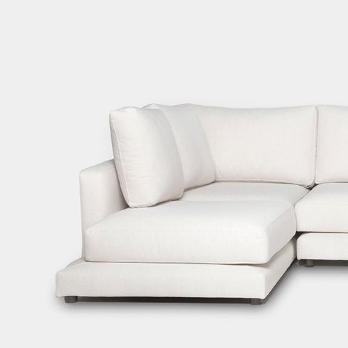 Canapé D'angle En Polyester Beige 275x88cm