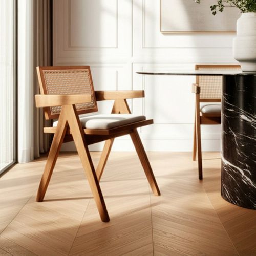 Chaise De Salle à Manger En Bois Beige-noyer 61x79cm