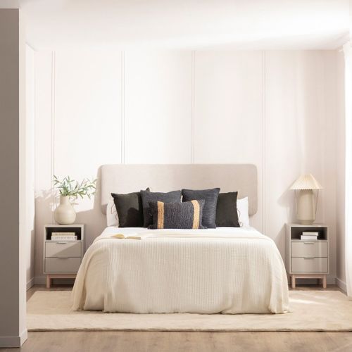 Table De Chevet 2 Tiroirs En Laqué Gris Perle 40x63cm