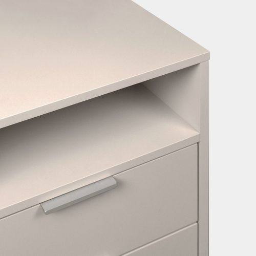 Table De Chevet 2 Tiroirs En Laqué Gris Perle 40x63cm