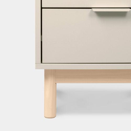 Table De Chevet 2 Tiroirs En Laqué Gris Perle 40x63cm