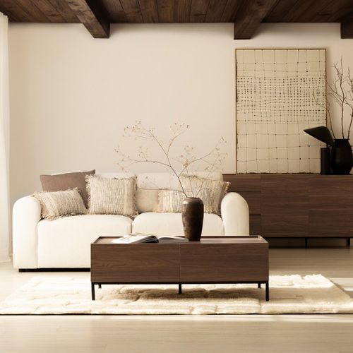 Table Basse Fixe En Bois Noyer 120x40cm