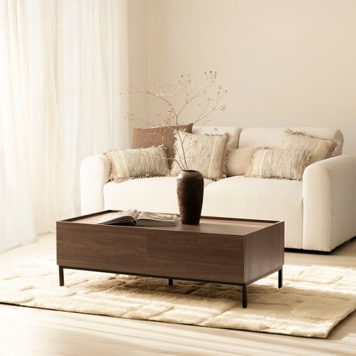 Table Basse Fixe En Bois Noyer 120x40cm