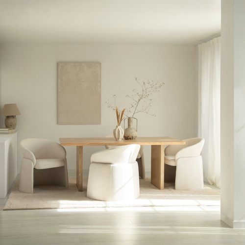 Chaise De Salle à Manger En Tissu Beige 72x77cm