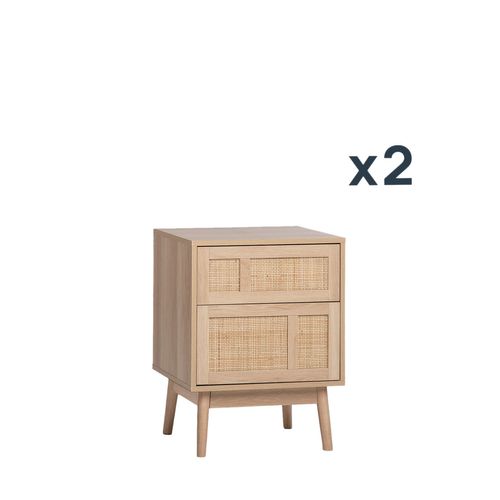 Table De Chevet 2 Tiroirs En Rotin Naturel Naturel 48x64cm