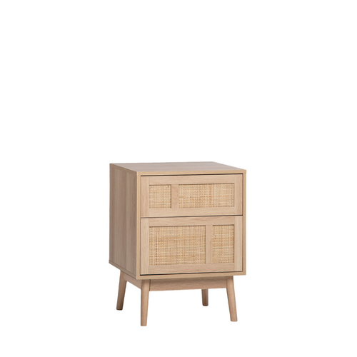 Table De Chevet 2 Tiroirs En Rotin Naturel Naturel 48x64cm
