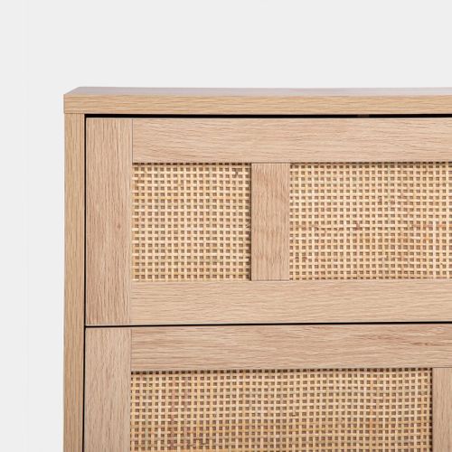 Table De Chevet 2 Tiroirs En Rotin Naturel Naturel 48x64cm