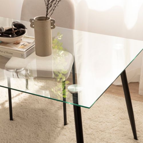 Table Fixe En Cristal Transparent 140x75cm