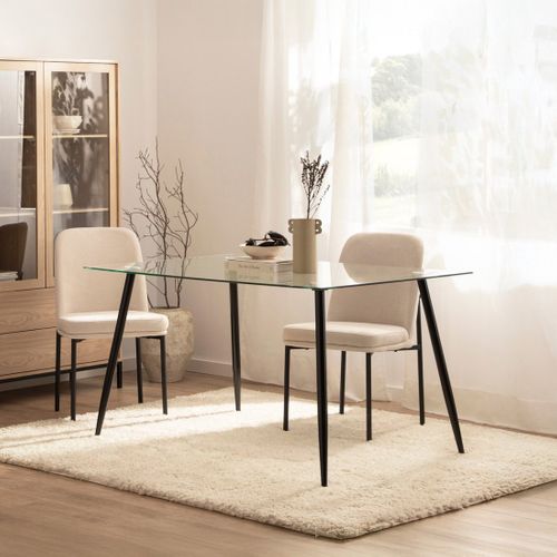 Table Fixe En Cristal Transparent 140x75cm