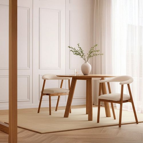 Lot De 2 Chaises De Salle à Manger En Bois Beige 58x79cm