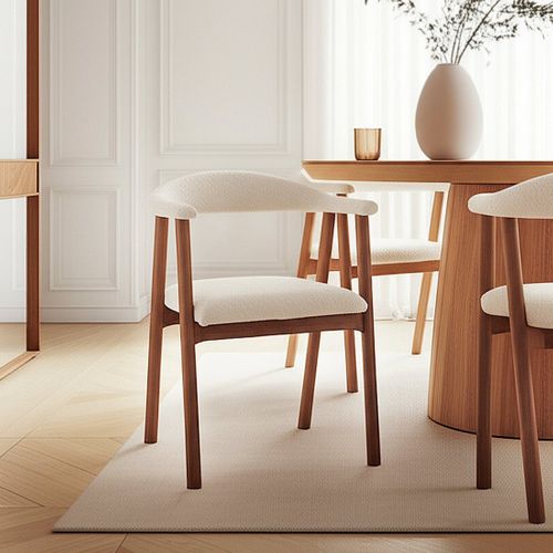 Lot De 2 Chaises De Salle à Manger En Bois Beige 58x79cm