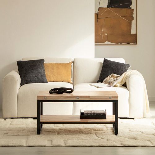 Table Basse Relevable Et Extensible En Bois Naturel 100x49cm