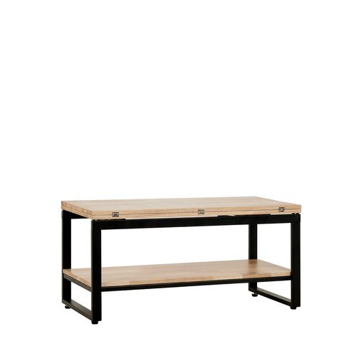 Table Basse Relevable Et Extensible En Bois Naturel 100x49cm
