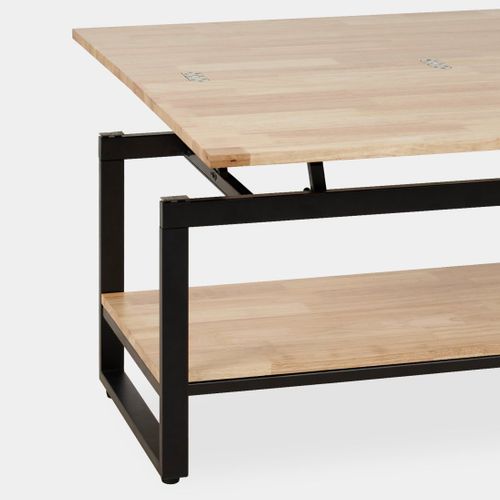 Table Basse Relevable Et Extensible En Bois Naturel 100x49cm