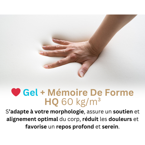 Matelas Mousse 160x200 Cm ONDINE - Accueil Mémoire De Forme - Épaisseur 21 Cm