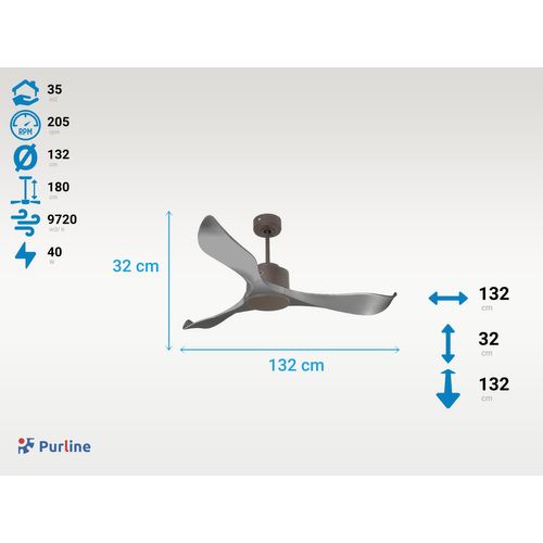 Ventilateur De Plafond Ø132 Cm Avec Wifi Réversible Hypersilence