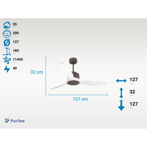 Ventilateur De Plafond Ø127 Cm Avec Wifi Réversible Hypersilence