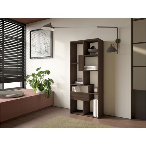 Étagère Bibliothèque, 67x31x162cm, Chêne Foncé