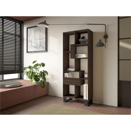 Étagère Bibliothèque, 67x31x174cm, Chêne Foncé