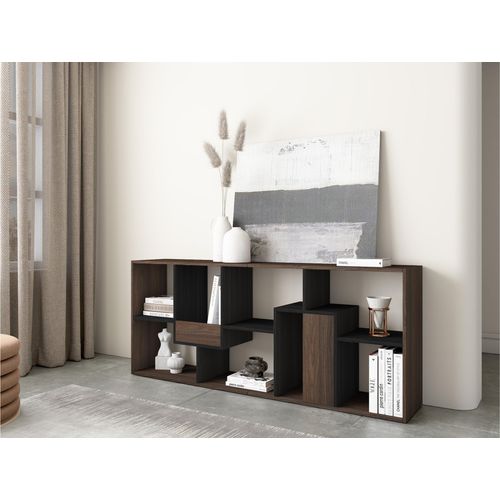 Étagère Bibliothèque, 67x31x162cm, Chêne Foncé Et Noir