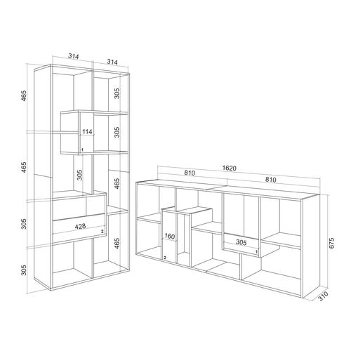 Étagère Bibliothèque, 67x31x162cm, Chêne Et Noir
