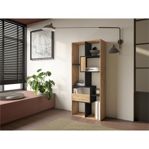 Étagère Bibliothèque, 67x31x162cm, Chêne Et Noir