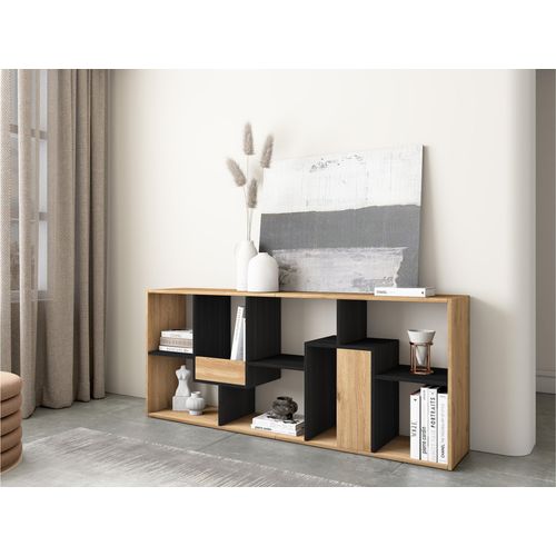 Étagère Bibliothèque, 67x31x162cm, Chêne Et Noir
