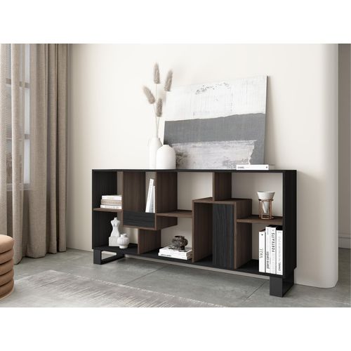 Étagère Bibliothèque, 67x31x174cm, Noir Et Chêne Foncé