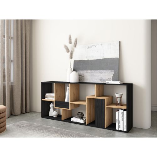Étagère Bibliothèque, 67x31x162cm, Noir Et Chêne