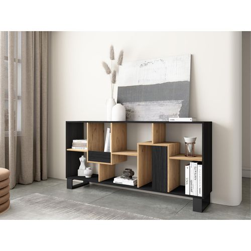 Étagère, 67x31x174cm, Bibliothèque, Noir Et Chêne