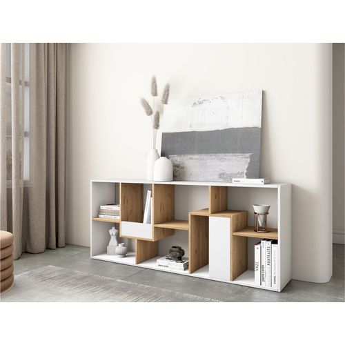 Étagère, 67x31x162cm, Bibliothèque, Blanc Et Chêne