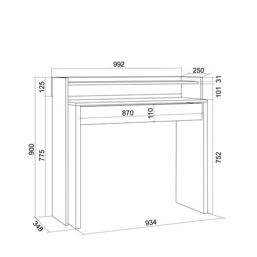 Bureau Extensible, 99x90x35cm, Rétractable, Blanc Veiné