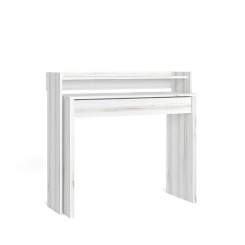 Bureau Extensible, 99x90x35cm, Rétractable, Blanc Veiné