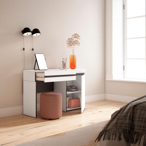Coiffeuse, 121x35x75cm, Avec Tiroir, Blanc