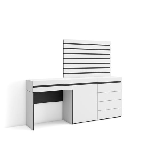 Coiffeuse, 177x35x145cm, Commode, Buffet, Panneaux Muraux En Bois, Blanc