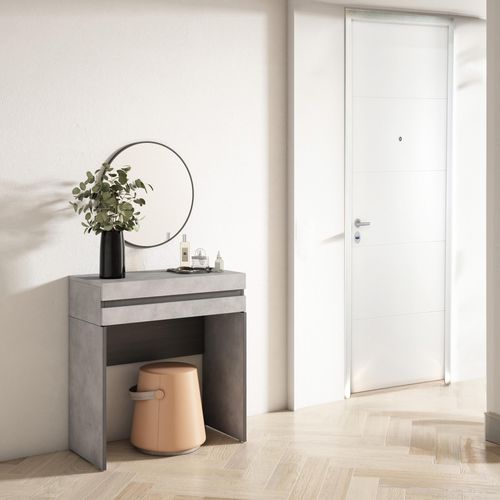 Coiffeuse, 70x35x75cm, Avec Tiroir, Gris Ciment