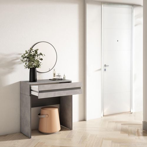 Coiffeuse, 70x35x75cm, Avec Tiroir, Gris Ciment