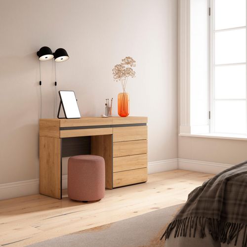 Coiffeuse, 127x35x75cm, Avec Tiroir, Commode, Buffet, Chêne