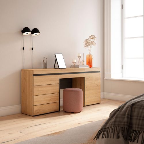 Coiffeuse, 177x35x75cm, Avec Tiroir, Commode, Buffet, Chêne