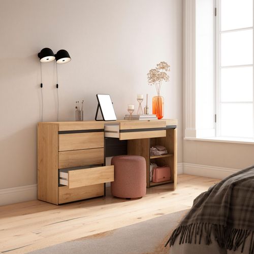 Coiffeuse, 177x35x75cm, Avec Tiroir, Commode, Buffet, Chêne