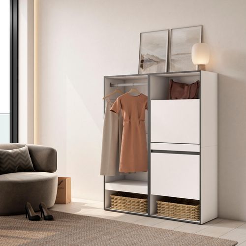Armoire,120x35x145cm, Vestiaire Ouvert, Blanc