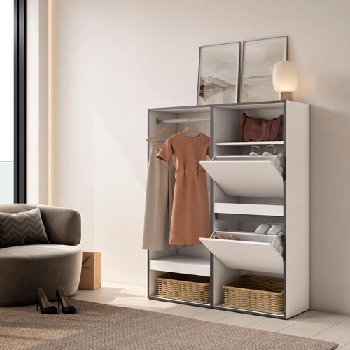 Armoire,120x35x145cm, Vestiaire Ouvert, Blanc