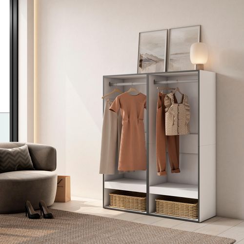 Armoire,120x35x145cm, Vestiaire Ouvert, Blanc