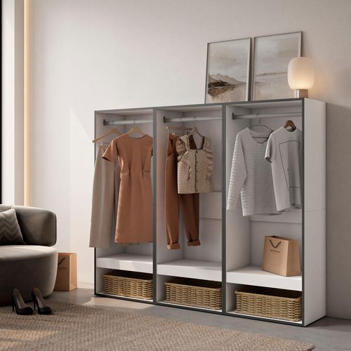 Armoire,180x35x145cm, Vestiaire Ouvert, Blanc