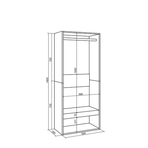 Armoire, 60x35x145cm, Vestiaire Ouvert, Blanc