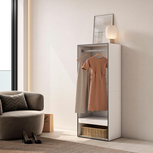 Armoire, 60x35x145cm, Vestiaire Ouvert, Blanc