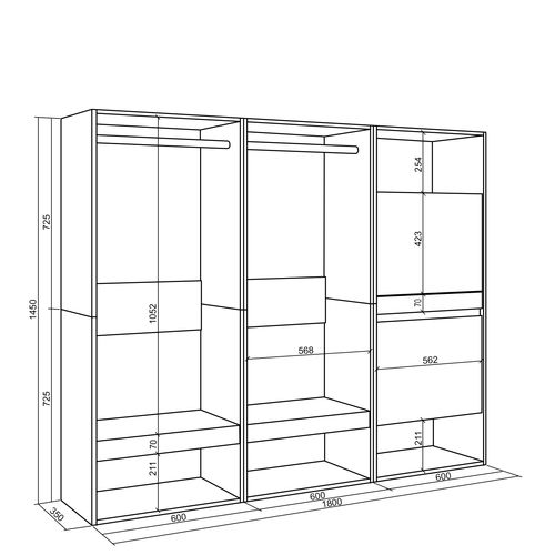 Armoire,180x35x145cm, Vestiaire Ouvert, Blanc