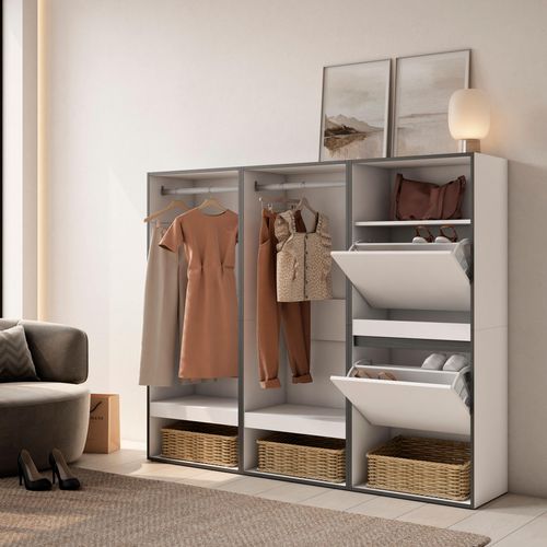 Armoire,180x35x145cm, Vestiaire Ouvert, Blanc